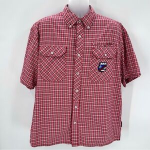 Eight 732 Shirt Mens 2XL Red Plaid Button Down Short Sleeve With Pockets Logo